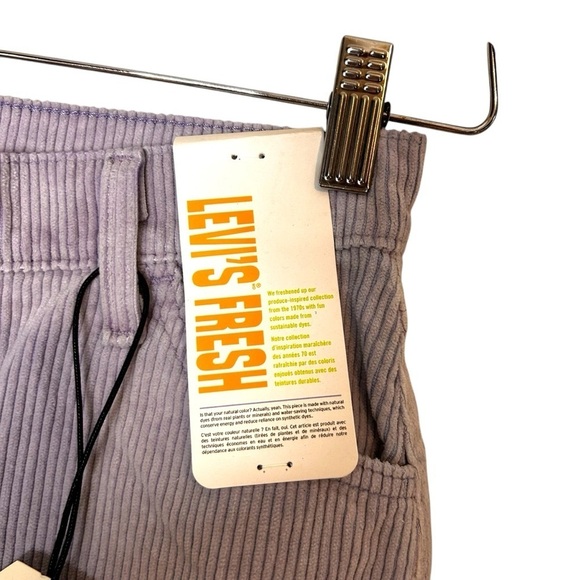 Levi's Buttonfront Corduroy Skirt- Purple Cord A-Line Mini Skirt- Size 25 - Picture 13 of 16